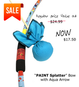 Fall Sale PAINT SPLATTER Bow with matching AQUA ARROW